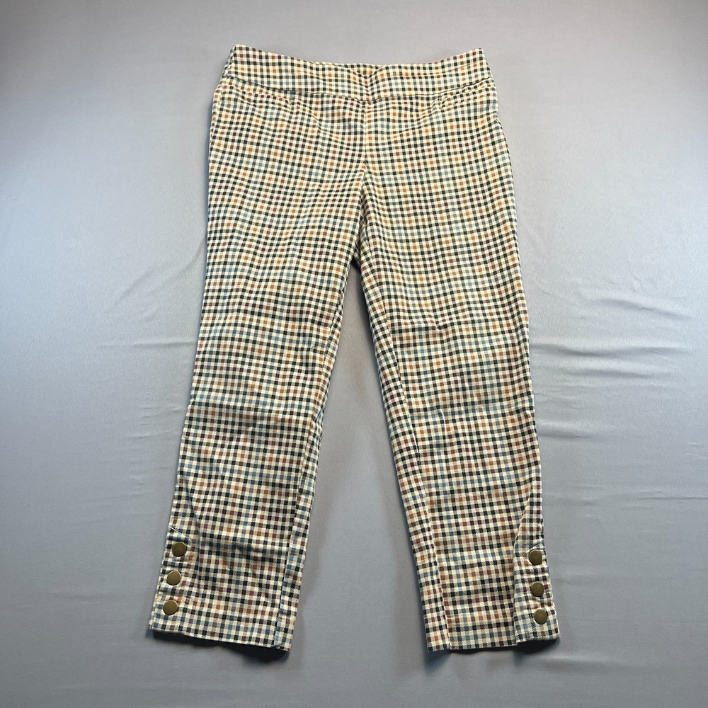 Croft & Barrow Effortless Stretch Ankle Pants Womens 12 Multicolor Plaid Pull On